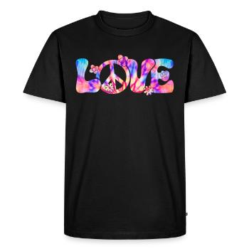 Groovy Tie Dye Peace Love Sign Retro Hippie - Men's Premium Organic T-Shirt - black - Front - Nico (187cm)