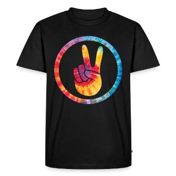 Groovy Tie Dye Peace Love Sign Retro Hippie - Men's Premium Organic T-Shirt - black - Front - Nico (187cm)