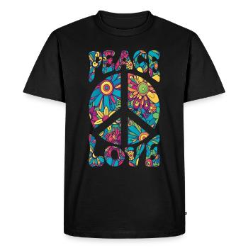 Groovy Tie Dye Peace Love Sign Retro Hippie - Men's Premium Organic T-Shirt - black - Front - Nico (187cm)