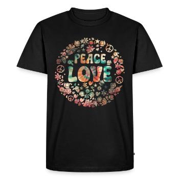 Groovy Tie Dye Peace Love Sign Retro Hippie - Men's Premium Organic T-Shirt - black - Front - Nico (187cm)