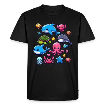 Créatures marines colorées pour les enfants Créatures marines - T-shirt Premium bio Homme - noir - Devant - Nico (187cm)
