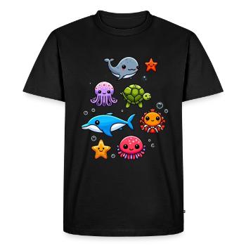 Créatures marines colorées pour les enfants Créatures marines - T-shirt Premium bio Homme - noir - Devant - Nico (187cm)