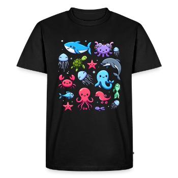Créatures marines colorées pour les enfants Créatures marines - T-shirt Premium bio Homme - noir - Devant - Nico (187cm)