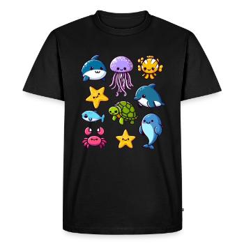 Créatures marines colorées pour les enfants Créatures marines - T-shirt Premium bio Homme - noir - Devant - Nico (187cm)