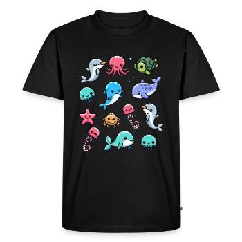 Créatures marines colorées pour les enfants Créatures marines - T-shirt Premium bio Homme - noir - Devant - Nico (187cm)