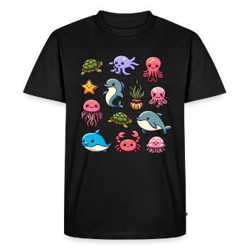Créatures marines colorées pour les enfants Créatures marines - T-shirt Premium bio Homme - noir - Devant - Nico (187cm)