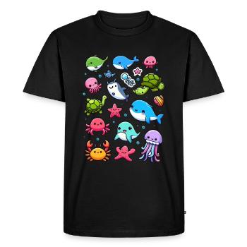 Créatures marines colorées pour les enfants Créatures marines - T-shirt Premium bio Homme - noir - Devant - Nico (187cm)