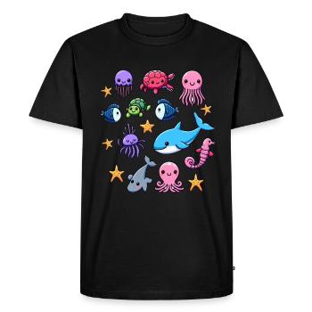 Créatures marines colorées pour les enfants Créatures marines - T-shirt Premium bio Homme - noir - Devant - Nico (187cm)