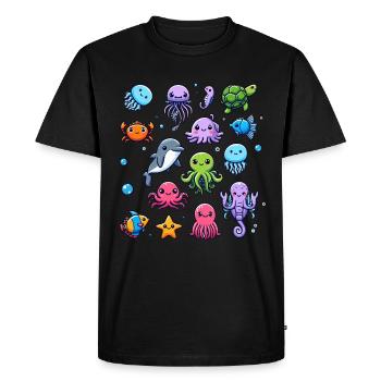 Créatures marines colorées pour les enfants Créatures marines - T-shirt Premium bio Homme - noir - Devant - Nico (187cm)