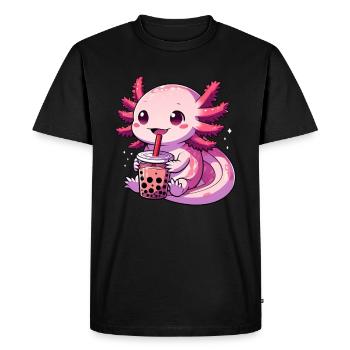 Axolotl Boba Thé Buvant Otaku Anime Lover - T-shirt Premium bio Homme - noir - Devant - Nico (187cm)