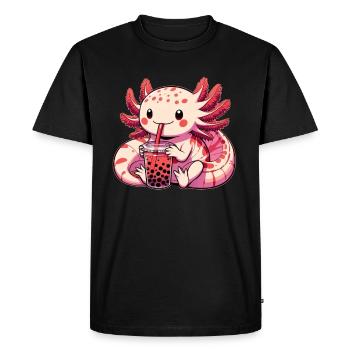 Axolotl Boba Thé Buvant Otaku Anime Lover - T-shirt Premium bio Homme - noir - Devant - Nico (187cm)