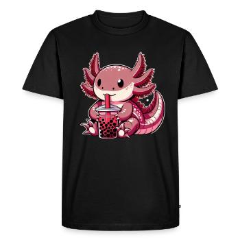 Axolotl Boba Thé Buvant Otaku Anime Lover - T-shirt Premium bio Homme - noir - Devant - Nico (187cm)