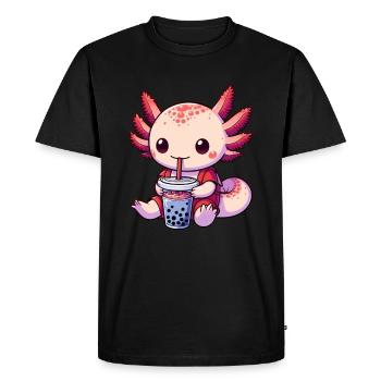 Axolotl Boba Thé Buvant Otaku Anime Lover - T-shirt Premium bio Homme - noir - Devant - Nico (187cm)