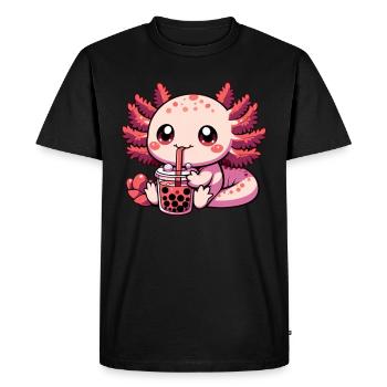 Axolotl Boba Thé Buvant Otaku Anime Lover - T-shirt Premium bio Homme - noir - Devant - Nico (187cm)