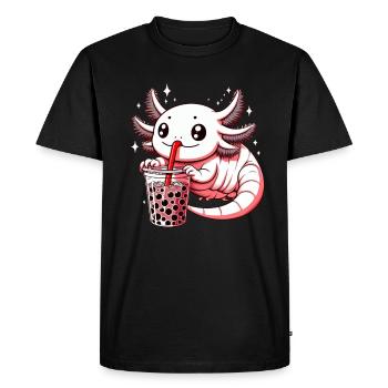 Axolotl Boba Thé Buvant Otaku Anime Lover - T-shirt Premium bio Homme - noir - Devant - Nico (187cm)