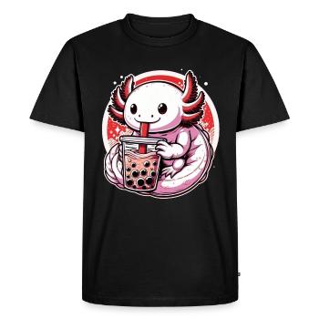 Axolotl Boba Thé Buvant Otaku Anime Lover - T-shirt Premium bio Homme - noir - Devant - Nico (187cm)