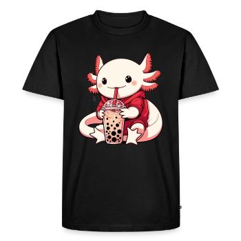 Axolotl Boba Thé Buvant Otaku Anime Lover - T-shirt Premium bio Homme - noir - Devant - Nico (187cm)