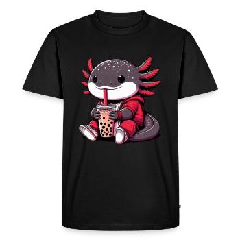 Axolotl Boba Thé Buvant Otaku Anime Lover - T-shirt Premium bio Homme - noir - Devant - Nico (187cm)
