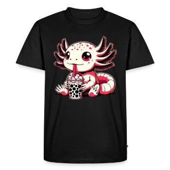 Axolotl Boba Thé Buvant Otaku Anime Lover - T-shirt Premium bio Homme - noir - Devant - Nico (187cm)