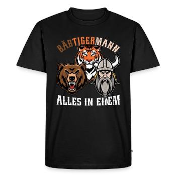 BEARDED MAN Viking Beard Man Tiger Funny - Men's Premium Organic T-Shirt - black - Front - Nico (187cm)
