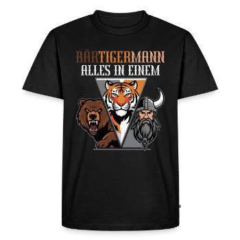 BEARDED MAN Viking Beard Man Tiger Funny - Men's Premium Organic T-Shirt - black - Front - Nico (187cm)