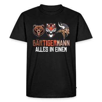 BEARDED MAN Viking Beard Man Tiger Funny - Men's Premium Organic T-Shirt - black - Front - Nico (187cm)