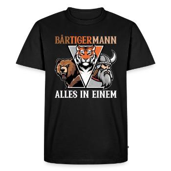 BEARDED MAN Viking Beard Man Tiger Funny - Men's Premium Organic T-Shirt - black - Front - Nico (187cm)