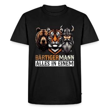 BEARDED MAN Viking Beard Man Tiger Funny - Men's Premium Organic T-Shirt - black - Front - Nico (187cm)