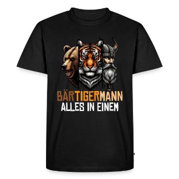 BEARDED MAN Viking Beard Man Tiger Funny - Men's Premium Organic T-Shirt - black - Front - Nico (187cm)