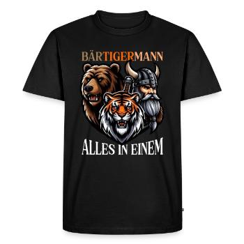 BEARDED MAN Viking Beard Man Tiger Funny - Men's Premium Organic T-Shirt - black - Front - Nico (187cm)