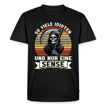 Tant d’idiots et juste une faux de sarcasme - T-shirt Premium bio Homme - noir - Devant - Nico (187cm)