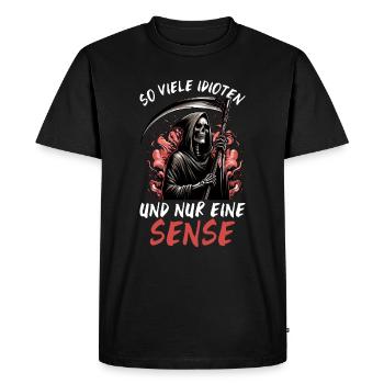 Tant d’idiots et juste une faux de sarcasme - T-shirt Premium bio Homme - noir - Devant - Nico (187cm)