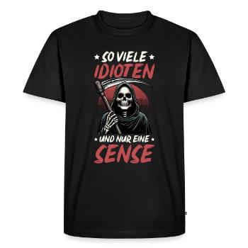 Tant d’idiots et juste une faux de sarcasme - T-shirt Premium bio Homme - noir - Devant - Nico (187cm)