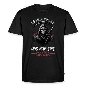 Tant d’idiots et juste une faux de sarcasme - T-shirt Premium bio Homme - noir - Devant - Nico (187cm)