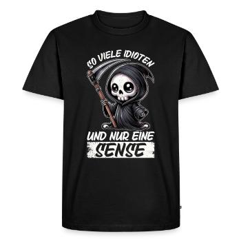Tant d’idiots et juste une faux de sarcasme - T-shirt Premium bio Homme - noir - Devant - Nico (187cm)