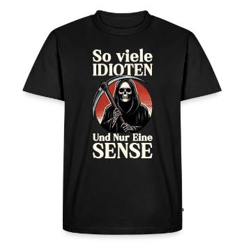 Tant d’idiots et juste une faux de sarcasme - T-shirt Premium bio Homme - noir - Devant - Nico (187cm)