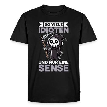 Tant d’idiots et juste une faux de sarcasme - T-shirt Premium bio Homme - noir - Devant - Nico (187cm)