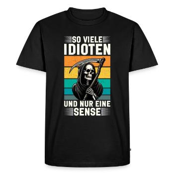 Tant d’idiots et juste une faux de sarcasme - T-shirt Premium bio Homme - noir - Devant - Nico (187cm)