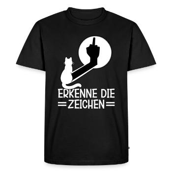 Reconnaître les signes drôle d’ombre de chat - T-shirt Premium bio Homme - noir - Devant - Nico (187cm)