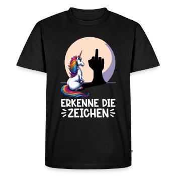 Reconnaître les signes Licorne Ombre Plus Drôle - T-shirt Premium bio Homme - noir - Devant - Nico (187cm)