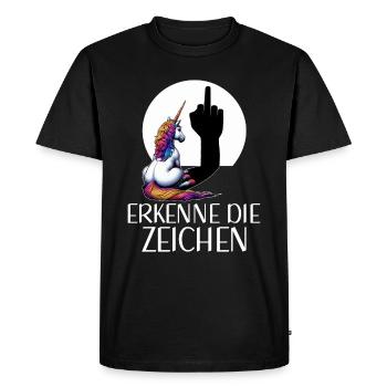 Reconnaître les signes Licorne Ombre Plus Drôle - T-shirt Premium bio Homme - noir - Devant - Nico (187cm)