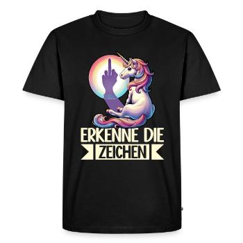 Recognize the Signs Unicorn Shadow Funnier - Men's Premium Organic T-Shirt - black - Front - Nico (187cm)