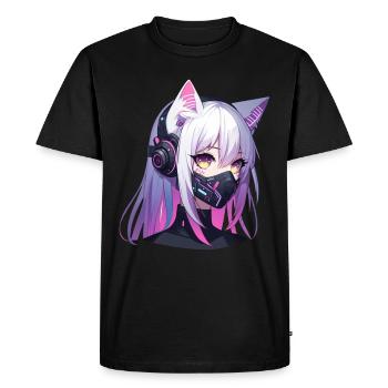Japonais Manga Anime Esthétique Cyberpunk Techwear - T-shirt Premium bio Homme - noir - Devant - Nico (187cm)
