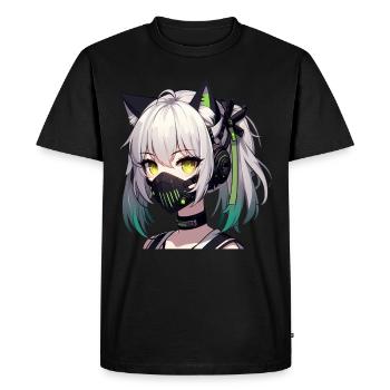 Japonais Manga Anime Esthétique Cyberpunk Techwear - T-shirt Premium bio Homme - noir - Devant - Nico (187cm)