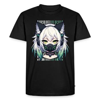 Japonais Manga Anime Esthétique Cyberpunk Techwear - T-shirt Premium bio Homme - noir - Devant - Nico (187cm)