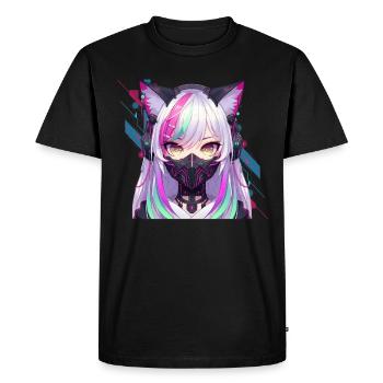 Japonais Manga Anime Esthétique Cyberpunk Techwear - T-shirt Premium bio Homme - noir - Devant - Nico (187cm)