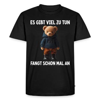 Il y a beaucoup à faire Commencer Teddy Bear - T-shirt Premium bio Homme - noir - Devant - Nico (187cm)