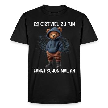 Il y a beaucoup à faire Commencer Teddy Bear - T-shirt Premium bio Homme - noir - Devant - Nico (187cm)
