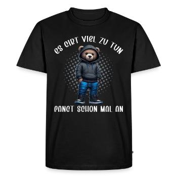 Il y a beaucoup à faire Commencer Teddy Bear - T-shirt Premium bio Homme - noir - Devant - Nico (187cm)