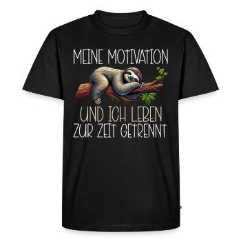 Ma motivation et moi vivons actuellement séparément - T-shirt Premium bio Homme - noir - Devant - Nico (187cm)